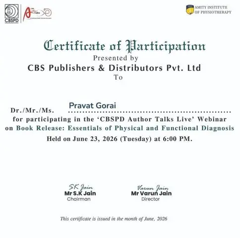 CBS Publishers certificate of participation awarded to Dr. Pravat Gorai